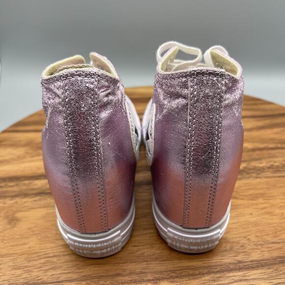 Converse CTAS Lux Mid Womens Size 7 Barely Fuchsia Metallic Hidden Wedge Sneaker - Picture 4 of 8